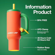 BaWang Insulated Stainless Steel Tumbler | Tumbler with Handle and Straw 33oz | Cup Holder Friendly for Travel | Leakproof Water Bottle | BPA-Free | 316 stainless steel liner| Red & Green