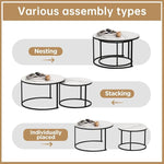 Load image into Gallery viewer, Round Nesting Coffee Table, White Modern Decorative Coffee Center Table Set of 2,Round Sintered Stone 24'' Coffee Table for Living Room with Sturdy Metal Frame.