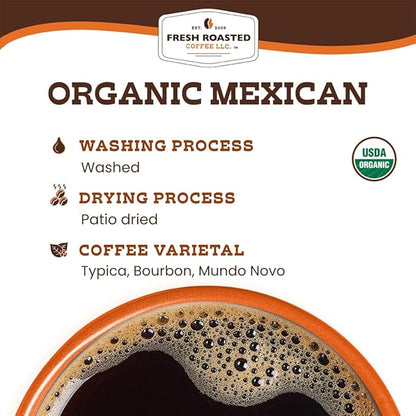 Fresh Roasted Coffee, Organic Mexican | Mold & Myco 3rd Party Tested, USDA Organic, Kosher | Medium Roast 2 lb (32 oz) Whole Bean