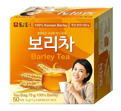 Damtuh Korean Barley Tea – Roasted Boricha Mugicha, Nutty Herbal Tea, Caffeine-Free, 50 Tea Bags (1.5g each)