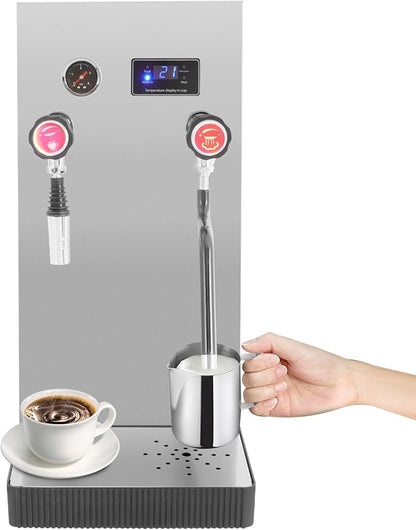 Commercial Steam Milk Foam Machine,8L Electric Commercial Milk Frother,Multi-Purpose Espresso Coffee Milk Foam Machine with LED Display for Espresso Coffee,Tea Shop,Dessert Shop,Milk (8L Silver)