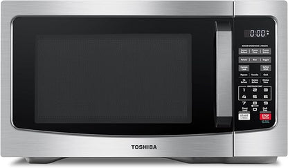 TOSHIBA EM131A5C-SS Countertop Microwave Ovens 1.2 Cu Ft with 12.4" Removable Turntable Smart Humidity Sensor, 12 Auto Menus Mute Function ECO Mode Easy Clean Interior, 1000W, Silver