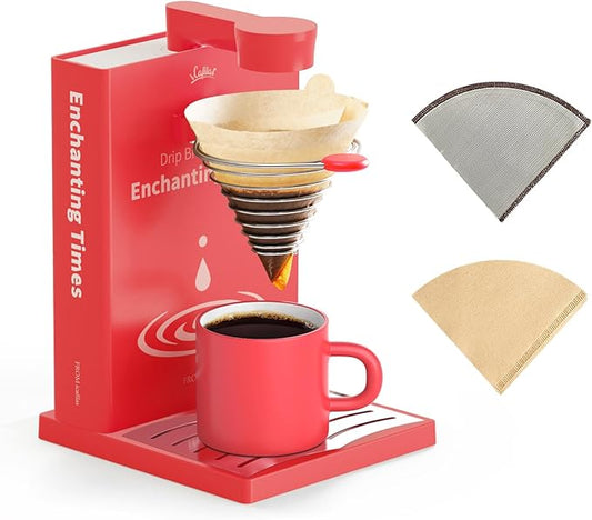 Portable Detachable One Cup Coffee Maker,Automatic Pour Over Coffee Maker, Portable Drip Coffee Maker with Reusable Filter for Home,Office,Hotel,Traveling or Business Trip,300ml,10oz