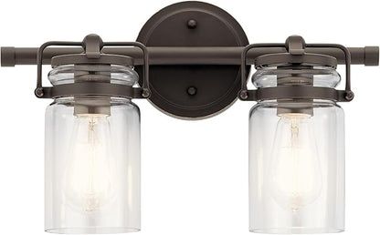 Kichler Lighting Brinley 15.75" 2 Light Vanity Light with Clear Glass in Olde Bronze®