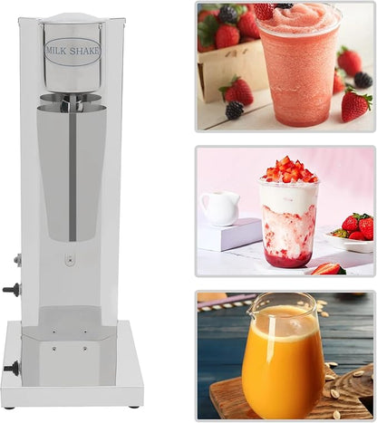 Electric Milkshake Maker Machine, 180W 2-Speed Milk Shake Mixer Machine with 22oz Stainless Steel Mixing Cup, Commercial Milkshake Blender & Drink Mixer for Home or Business(Silver)