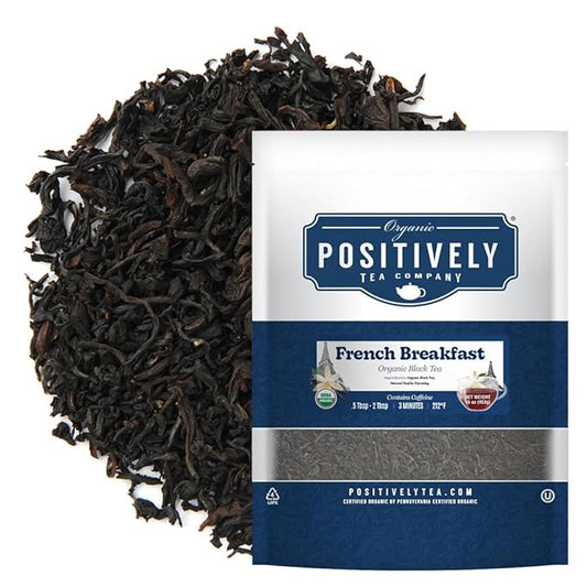 Organic Positively Tea Company, French Breakfast Black Tea, Loose Leaf, 16 Ounce