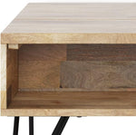 Load image into Gallery viewer, SIMPLIHOME Hunter Small Lift Top Coffee Table - 36 inch Wide Solid Mango Wood and Metal Industrial Cocktail Table in Natural, Living Room Table with Hidden Storage, 2 Cubbies, and Hairpin Legs