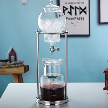 LOYALHEARTDY Ice Cold Brew Dripper Coffee Maker, 600 ml Luxury Iced Coffee Maker Smooth Drip Coffee Maker with Adjustable Rate Dripper Cold Brew Coffee Machine Ice Drip Coffee Maker for Coffee & Tea