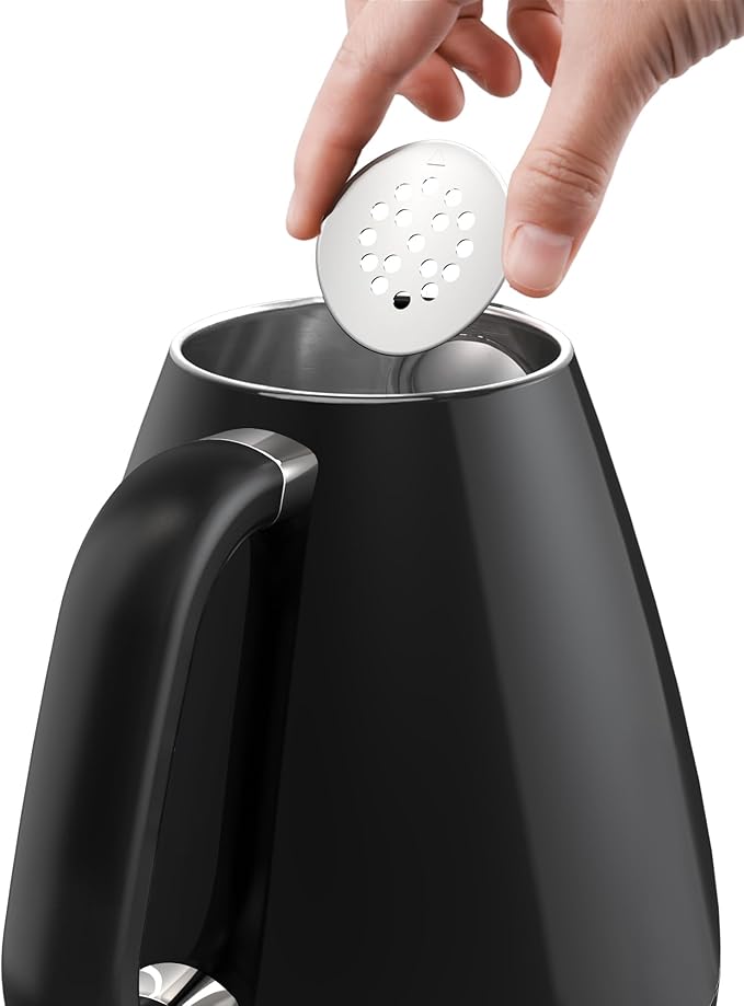 1.7L Retro Electric Kettle, 1200w Fast Boiling, Stainless Steel Hot Water Kettle Electric, Auto Shut-Off, Cordless, Boil-Dry Protection, Black