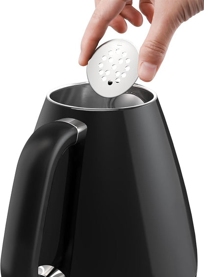 1.7L Retro Electric Kettle, 1200w Fast Boiling, Stainless Steel Hot Water Kettle Electric, Auto Shut-Off, Cordless, Boil-Dry Protection, Black