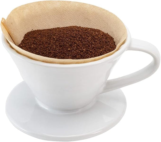 Restaurantware Restpresso 10 Ounce Coffee Dripper 1 Reusable Coffee Cone - With Drip Hole Retains Heat White Ceramic Pour Over Coffee Dripper For Home Cafe Or Restaurants