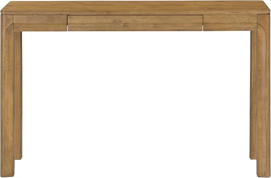 NTC Flow Modern Wooden Rectangle Console Table with Hidden Drawer – Waterproof & Heat Resistant, Teak Look