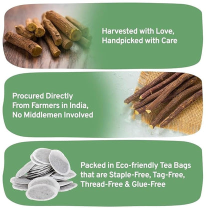 HANDPICK, Licorice Root Tea Bags (50 Count, 2g/tea bag) Licorice Tea | Non-GMO, Caffeine Free | Goodness of Cinnamon, Blackpepper, Clove, Cardamom & Ginger