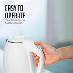 Load image into Gallery viewer, OVENTE Electric Kettle, 1.7L Double Wall Stainless Steel Insulated Water Boiler &amp; Heater for Coffee or Tea, 1100W Fast Boiling with Auto Shut-Off, Boil-Dry Protection &amp; Secure Locking Lid, White KD64W