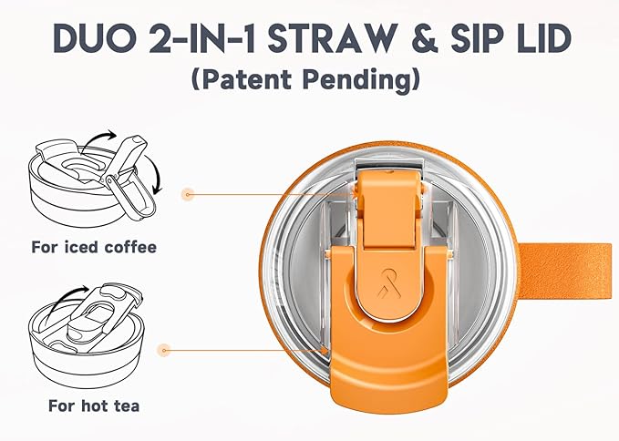 Meoky 40oz Tumbler with Handle, Stainless Steel Travel Mug with 2-in-1 Straw and Sip Lid, Vacuum Insulated Coffee Mug, 100% Leak Proof, Keeps Cold for 34 Hours or Hot for 10 Hours (Maple)