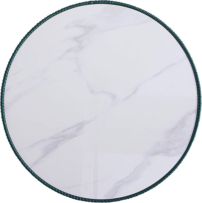 Manhattan Comfort Modern Anderson Coffee Table, 1.0 & 2.0 End Table, Upholstered in Green Leatherette with Ceramic Faux Tabletop and Gold Metal Tabletop- Set of 3