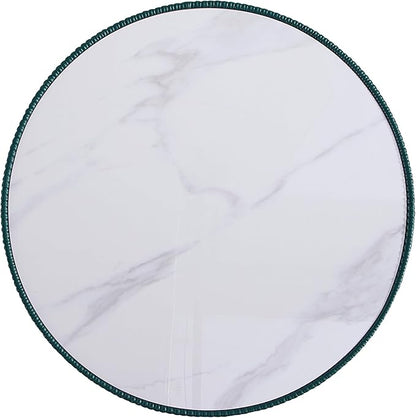 Manhattan Comfort Modern Anderson Coffee Table, 1.0 & 2.0 End Table, Upholstered in Green Leatherette with Ceramic Faux Tabletop and Gold Metal Tabletop- Set of 3