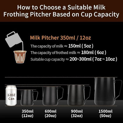 watchget Stainless Steel Milk Frothing Pitcher 12oz/350ml - Espresso Steaming Pitcher for Cappuccino, Latte Art, Coffee Machine Accessories Milk Jug Coffee Frother Cup, Orange