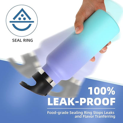 Volhoply 17oz Kids Insulated Water Bottle,Stainless Steel Water Bottles with Straw Lid,Double Wall Vacuum Metal Cups Water Bottle,Reusable Sports School Water Flask Keep Cold(Purple Blue,1 Set)