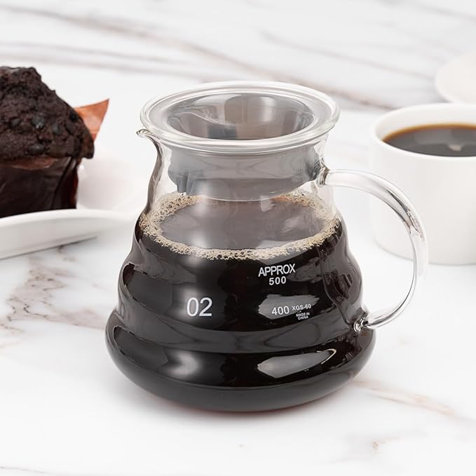 Restaurantware Restpresso 22 Ounce Coffee Carafe 1 Insulated Coffee Server - Push-Button Top Wide Spout Clear Glass Coffee Pitcher Built-In Handle Leakproof