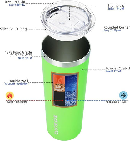 BJPKPK 20 oz Skinny Tumbler With Lid Insulated Travel Coffee Mug Stainless Steel Sublimation Water Tumblers Cup,Green