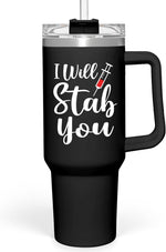 Load image into Gallery viewer, SANDJEST Nurse Gifts I Will Stab You Tumbler with Handle 40oz Stainless Steel Insulated Coffee Cup Funny Nurse Week Present, Nursing School Graduation, Appreciation Gifts for RN Nurses