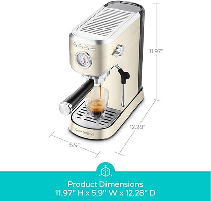 CASABREWS CM5418 Espresso Machine 20 Bar, Espresso Maker with Milk Frother Steam Wand, Stainless Steel Espresso Coffee Machine with 34oz Removable Water Tank, Creamy