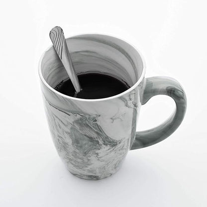Culver 16-Ounce Palermo Ceramic Mug Set of 4 Marbleized (White and Black Olive)