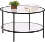 Load image into Gallery viewer, VINGLI Glass Coffee Table,30" Round Coffee Table Black Coffee Tables for Living Room, 2-Tier Clear Glass Top Side Table with Storage. Simple &amp; Modern Center Table Mesa de Centro para Sala