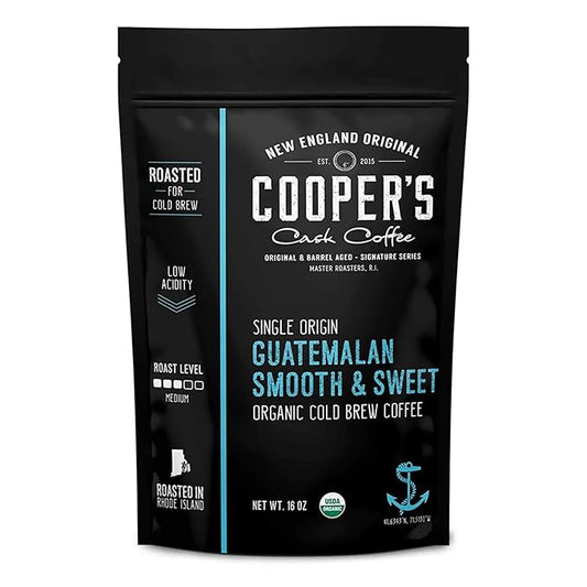 Guatemala Organic Cold Brew Coffee, Single Origin & Gourmet Beans, Tasting Notes of Milk Chocolate, Creamy Caramel & A Hint of Orange, Medium Roast Whole Bean, 16 oz Coffee Bag
