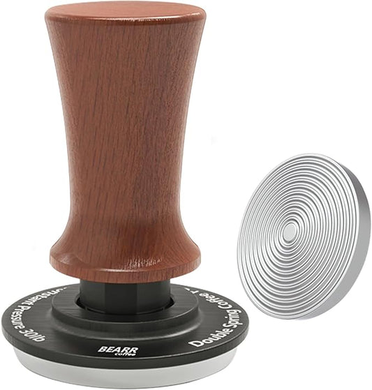 Espresso Coffee Tamper 58.35mm,Ebony Double Spring Coffee Tamper Spring Loaded,100% Stainless Steel Ripple Base,Constant 30lb,Compatible Coffee Machine Accessories (51mm)