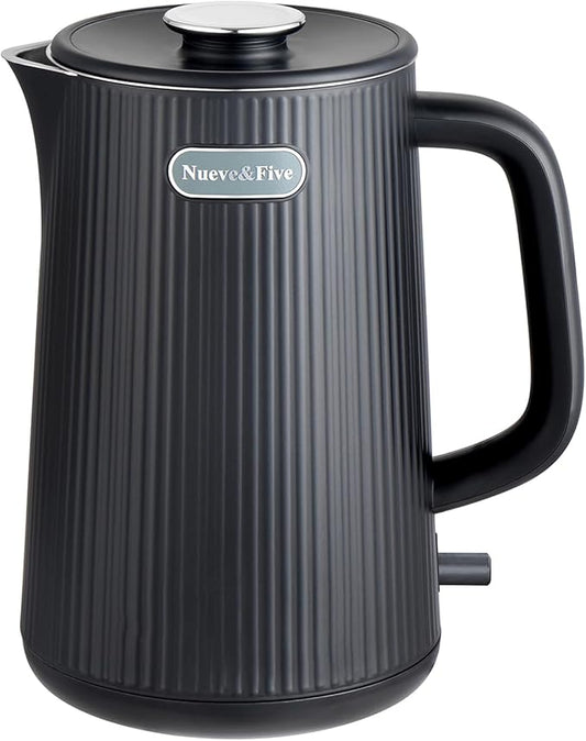 Nueve&Five 1.7L (57oz) Large Electric Kettle Perfect for 7+Cups of Tea and Coffee,2 quarts Double Wall Big Electric Tea Kettle,Auto Shut Off,1200W Hot Water Kettle Electric-Black