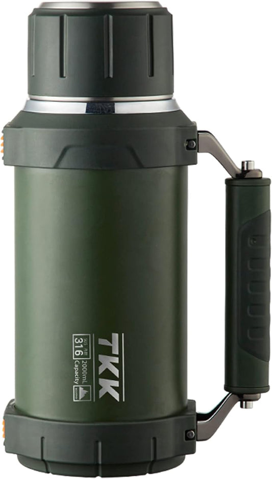 Large Coffee Thermoses for Hot Drinks Stainless Steel Thermoses 2QT 64oz Vacuum Insulated Bottle With Cup Handle Keeps Liquids Hot And Cold For Up To 24 For Outdoor Gathering Camping