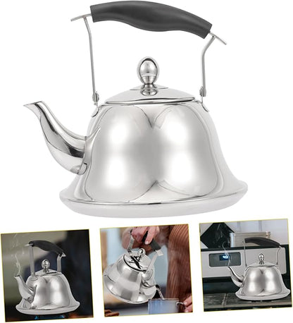 ERINGOGO 2L Whistling Tea Kettle Stovetop, Stainless Steel Teapot Water Kettle with Removable Tea Infuser, Mirror Polished Retro Tea Maker for Gas, Induction