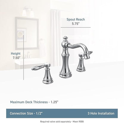 Moen Brushed Gold Weymouth Two-Handle Lever Handle Bathroom Faucet Trim Kit, Valve Required, TS42108BG