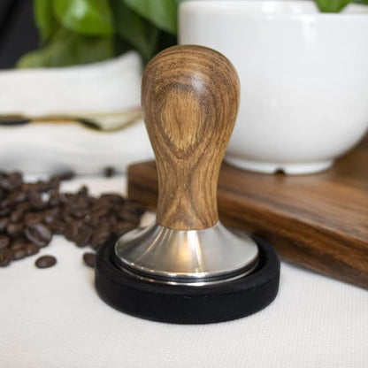 53mm Coffee Tamper Espresso Press with Tamper Mat Tamper with 304 Stainless Steel Base Wooden Handle Barista Espresso Machines Accessory (53mm)
