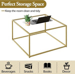 Load image into Gallery viewer, Glass Coffee Table, Small Square Coffee Table for Living Room,Simple Modern Center Tables for Small Spaces, Gold Living Room Tea Tables Easy Assembly,26 * 26in（Gold &amp; Clear Glass）