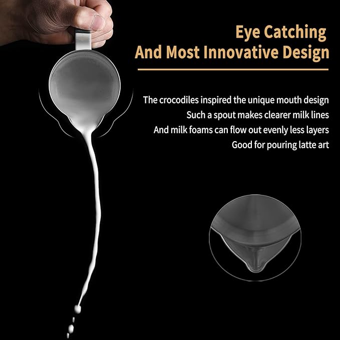 MHW-3BOMBER Espresso Steaming Pitcher Milk Frothing Pitcher Stainless Steel Milk Coffee Cappuccino Latte Art Barista Cup 13.5oz/400ml (Glossy) P5001S-OS