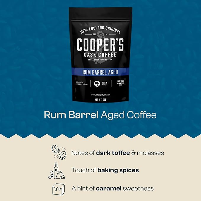 Bourbon Barrel Aged Coffee Ground Set, Single Origin Sumatra Whiskey, Ethiopian Rye, Rwanda Rum Roasted Coffee Beans (Ground, 4 Ounce (Pack of 3))