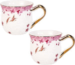 Load image into Gallery viewer, KAMMAK Coffee Mugs Ceramic Espresso Cups 16oz Porcelain Tea Cups Set of 2 Large Cappuccino Mugs with Handle Demitasse Mug for Hot Cocoa, Latte, Breakfast Cereal, Americano (Butterfly)