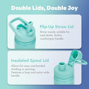 mininoo Insulated Stainless Steel Water Bottle with Straw and Lid for Sports, 24 oz, Pacific Dream