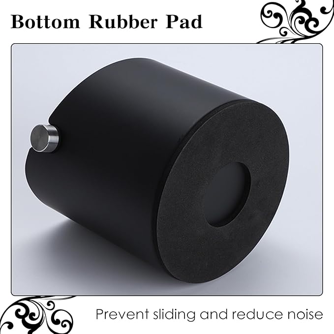 Italian Espresso Knock Box, Stainless Steel, with Detachable Tapping Rod and Anti Slip Rubber Base (Black, 800ml)