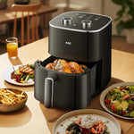 Load image into Gallery viewer, ASZ 5qt Air Fryer Compact Knob Black for dorm office - 4.7L Airfryer with Window 1400W Visual Basket - Non-Stick Pan, Manuel Control Max 60s Timer &amp; 400℉ Kitchen Airfry Countertop Gift