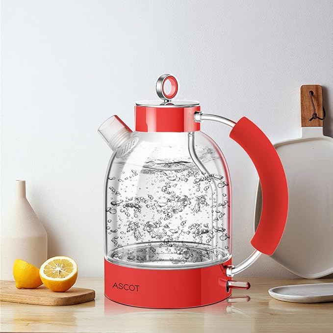 Electric Kettle ASCOT, Tea Kettle Hot Water Kettle Stainless Steel Kettle 1.6L 1500W Retro Tea Heater & Boiling Water, Auto Shut-Off and Boil-Dry Protection