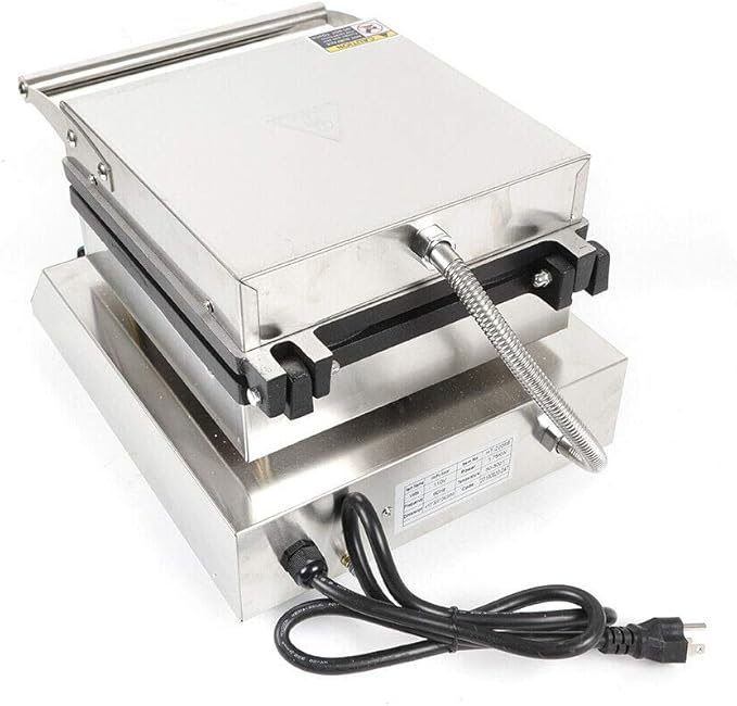 Commercial Belgian Waffle Iron, 4 Grids 1750W Stainless Steel Nonstick Double Side Waffle Maker Machine Electric Round Waffle Baker for Bakery, Restaurant, Snack Bar, Home
