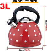 Load image into Gallery viewer, Tea Kettle Stovetop, Whistling Teapot 304 Stainless Steel 3.2 Quart Teakettle, Polka Dot Teapots for Stove Top, Whistle Tea Pot with Cool Touch Ergonomic Handle (Red, 3.2 Quarts)