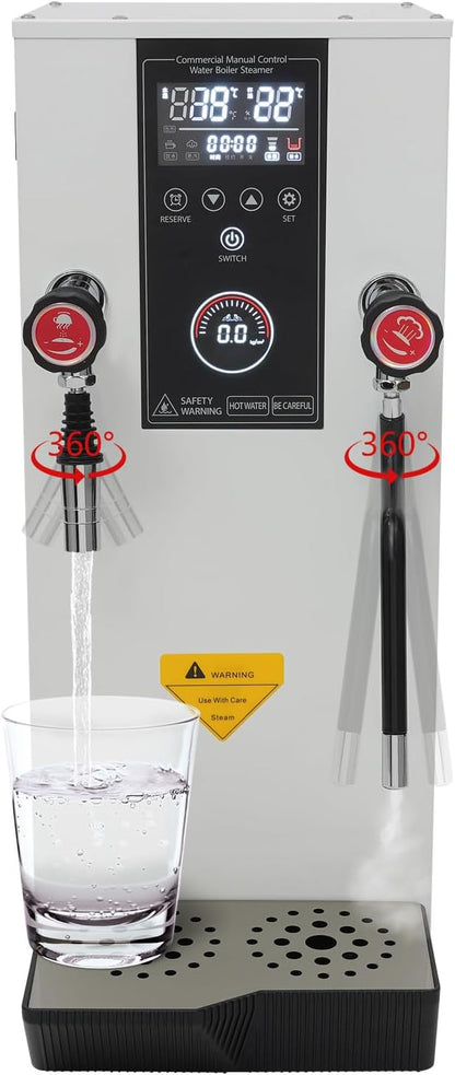 Commercial Milk Frother, Multi-Purpose Full-Automatic Steam Boiling Water Frothing Machine with 12H Timing Function for Tea Coffee Dessert Milk 3KW 12L