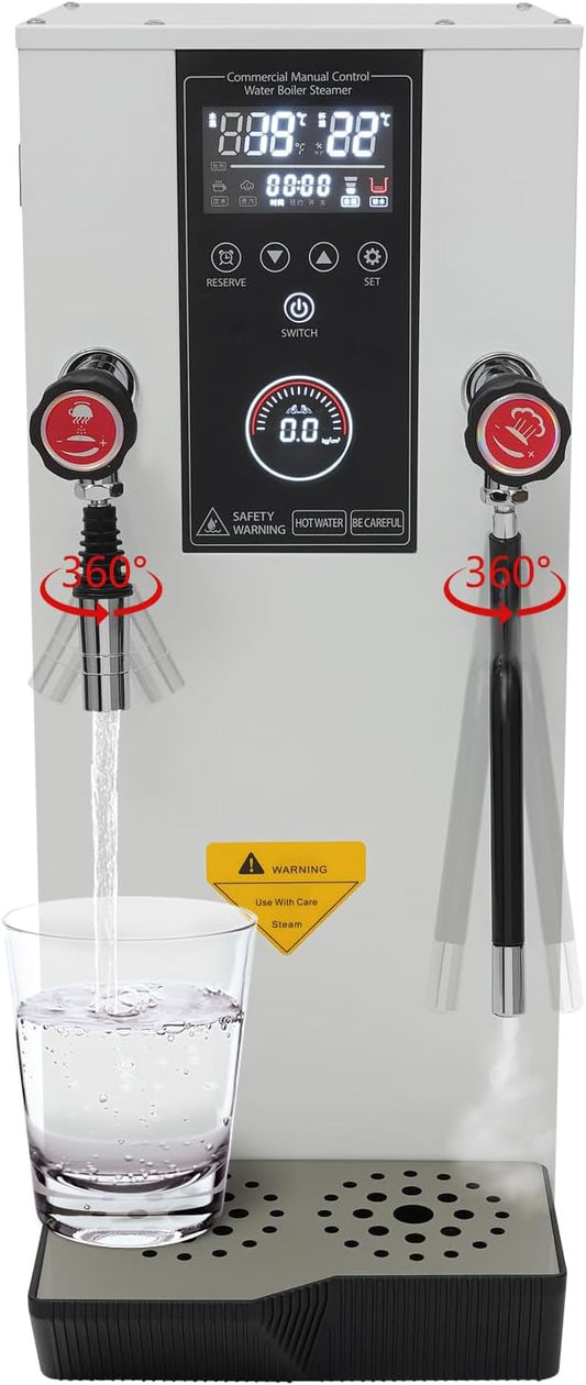 Commercial Milk Frother, Multi-Purpose Full-Automatic Steam Boiling Water Frothing Machine with 12H Timing Function for Tea Coffee Dessert Milk 3KW 12L