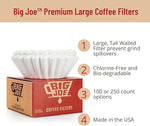 Load image into Gallery viewer, Big Joe® Large Coffee Filters (500 Count) - Tall Walled Commercial Coffee Filters (4 ¼ Inch base, 2 ¾ Inch Walls, 9 ¾ Inch Laying Flat) - Compatible with BUNN and 12-Cup Home &amp; Commercial Machines