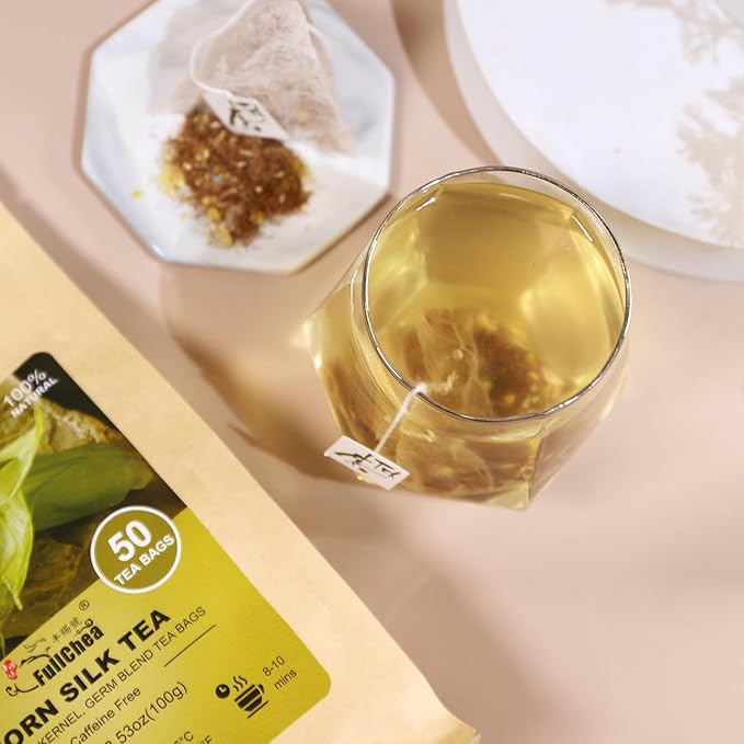 Fullchea - Corn Silk Tea Bags, 50 Counts - Subtly Sweet Flavor & Corn Aroma - Non-GMO - Caffeine-Free - Support Kidney & Aid Digestion